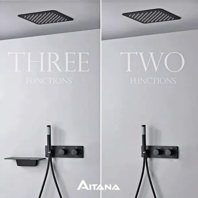 Système de douche de salle de bains en laiton noir simple