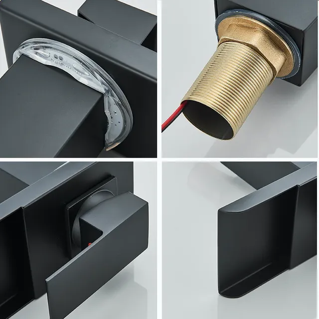 Robinet de lavabo de salle de bains LED noir – vue 7