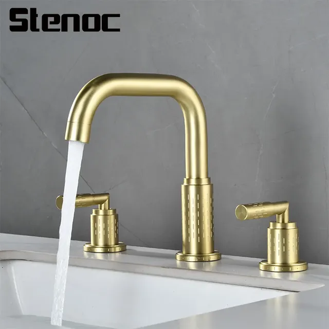 Robinet de lavabo fendu doré brossé – vue 2