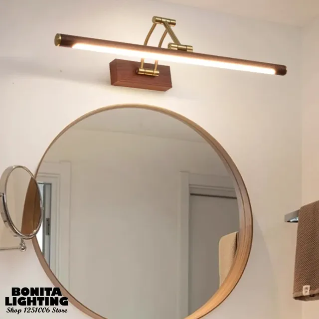 À la mode rétro salle de bain miroir phare commode… – vue 3