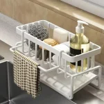 Organisateur d&rsquo;évier, support de Drainage, gain de place, rangement d&rsquo;ustensiles de cuisine, accessoires, étagère à épices compacte montée sur robinet