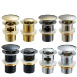 HOBasin-Degré de Corrosion en Laiton, Bouton Pop-Up Facile à Nettoyer, Vidange Ronde, Or, Argent, Noir, Proximité de l&rsquo;Évier, 1Pc