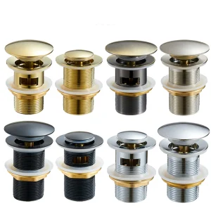 HOBasin-Degré de Corrosion en Laiton, Bouton Pop-Up Facile à Nettoyer, Vidange Ronde, Or, Argent, Noir, Proximité de l&rsquo;Évier, 1Pc