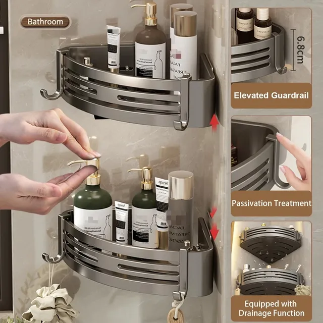 Étagère de salle de bain noire pour douche – vue 3