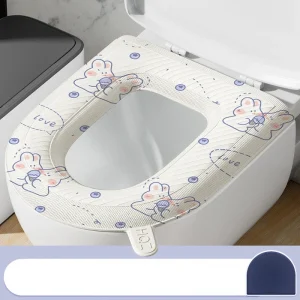 housse siège toilette rembourrée forme U universelle antidérapant surface texturée entretien facile lavable imperméable motif lapins pastels bords renforcés housse siège toilette rembourrée forme U universelle antidérapant surface texturée entretien facile lavable imperméable motif lapins pastels bords renforcés
