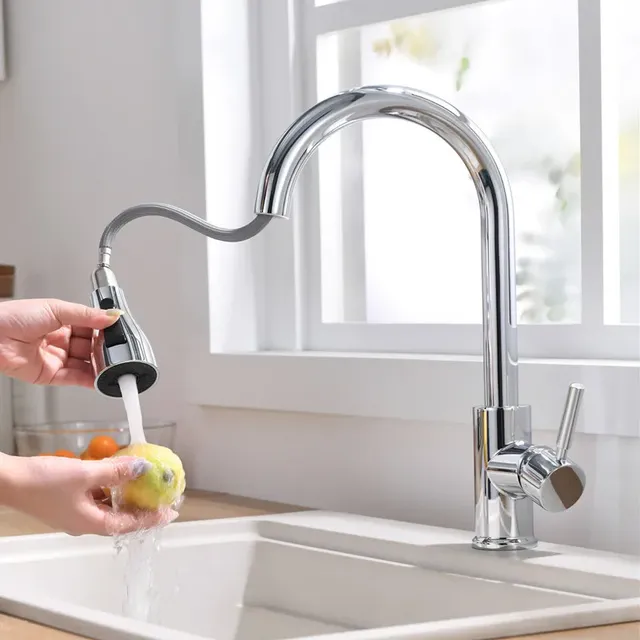 Mitigeur Monocommande Bec Haut Courbe Acier Inox Brossé… – vue 3