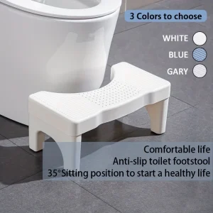Tabouret de toilette portable robuste pour adulte de 7 pouces, 1 pièce, disponible en 3 couleurs (blanc/bleu/gris), siège surélevé antidérapant