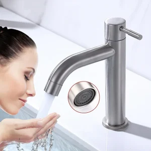 Robinet de lavabo froid simple en acier inoxydable, salle de bains, balcon, lavabo de maison, robinet à ouverture rapide