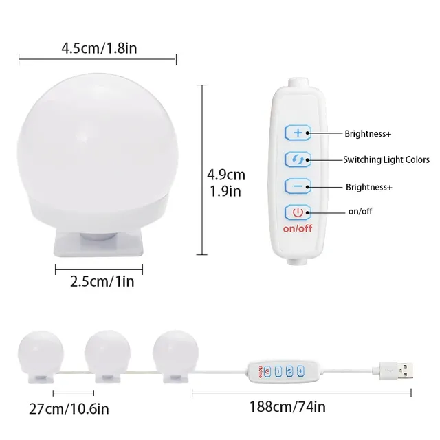Lumière de maquillage LED devant le miroir sans… – vue 5
