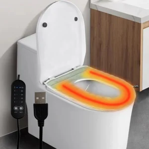 Juste de siège de toilette universelle chauffante USB, polymère de WC chaud et doux, coussin de siège de toilette lavable, 5 réglages de température, hiver