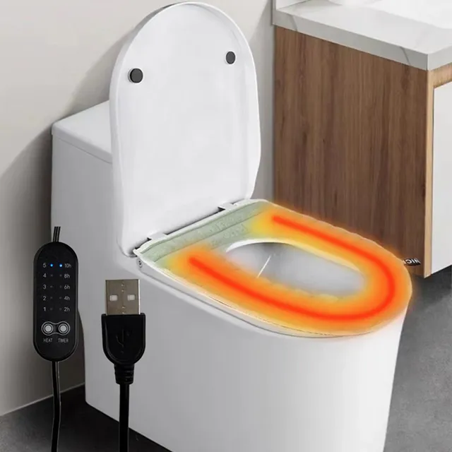 Juste de siège de toilette universelle chauffante USB