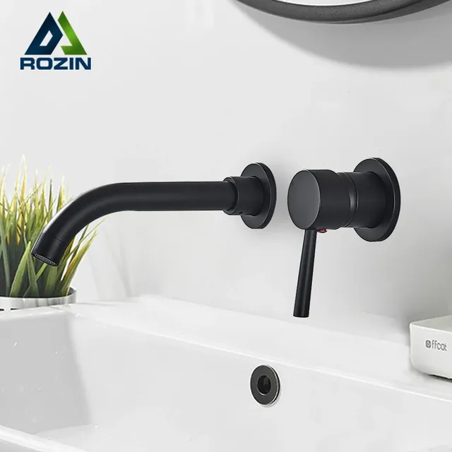 Robinet de lavabo noir mural à 2 trous – vue 2