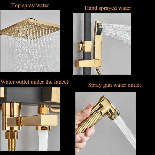 Ensemble de robinets de douche en or noir – vue 3