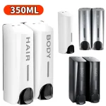 distributeur savon shampoing gel douche mural rechargeable 350ml double tête fenêtre transparente ABS antichoc ergonomique hygiénique