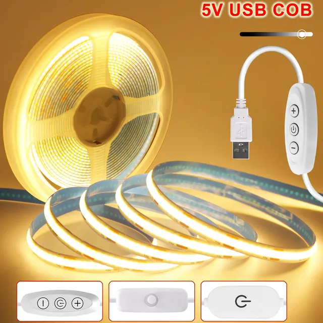 Bande Lumineuse LED COB Flexible avec Joli Marche/Arrêt