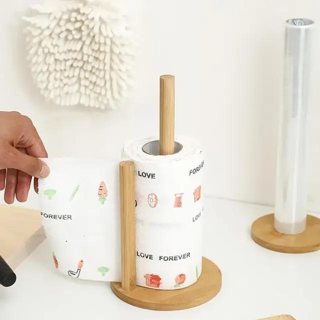Porte-rouleau de papier de cuisine en bois – vue 2