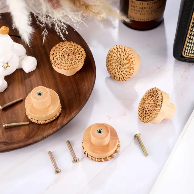 Lèvent en bois de commode en rotin Boho – vue 3