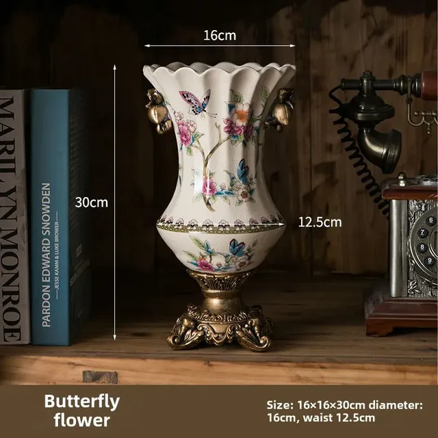 Vase en porcelaine rétro bleu et blanc – vue 4