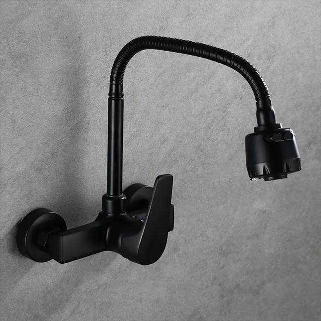 Stenoc robinet de cuisine noir double trou mural 2… – vue 4