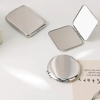 Miroir maquillage pliable rond compact métal chromé brillant design…