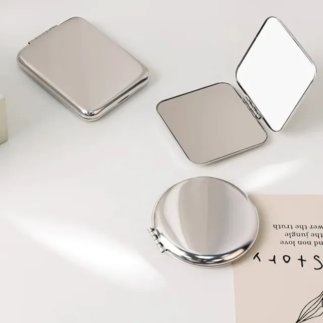 Miroir maquillage pliable rond compact métal chromé…
