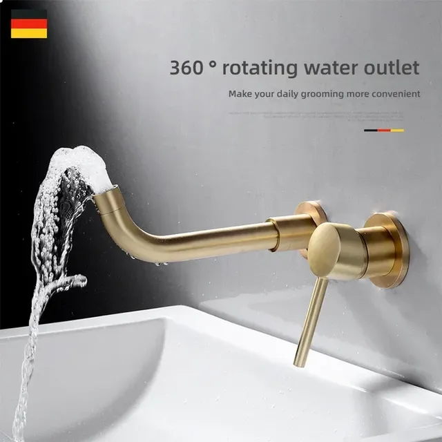 Robinet de lavabo en or brossé/noir – vue 3