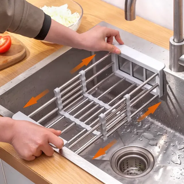 Évier égouttoir pliant télescopique réglable panier… – vue 2