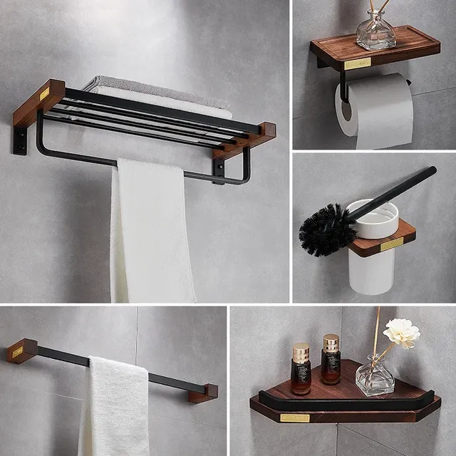 Ensemble cinq pièces accessoires salle bain mural acier… – vue 2