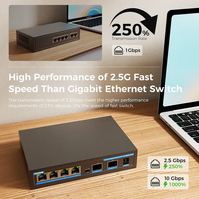 Commutateur 2.5G 6 Ports commutateur réseau 2.5Gbe… – vue 3