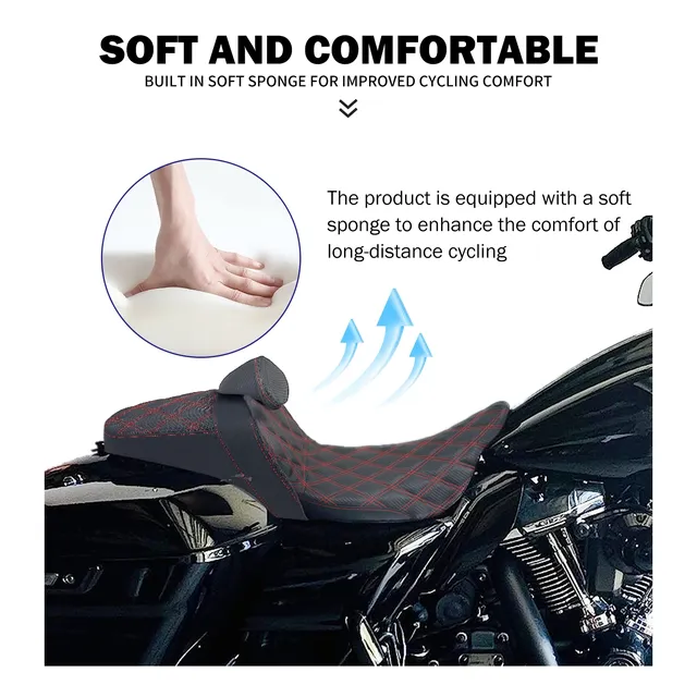 Siège conducteur passager moto ergonomique rembourré… – vue 2