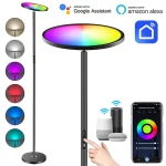 Lampadaire sur Pied Intelligent RGB, 25W, Ultra Lumineux, 2000lm, Dimmable, Grand, Diviseur de Musique, Lampes de Ciel LED, Décor