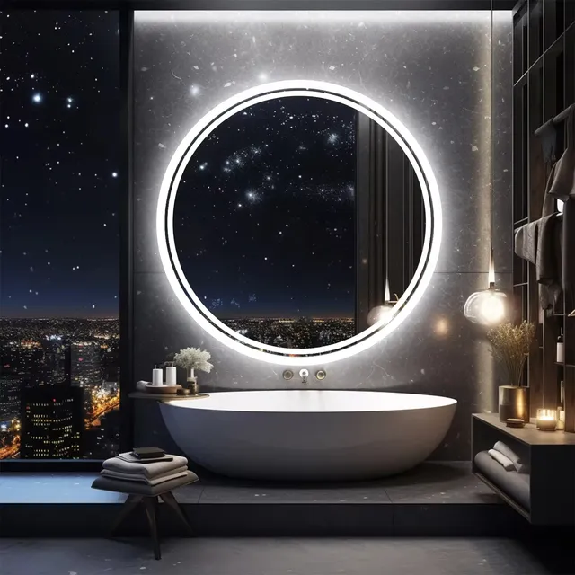 Grand miroir de salle de bain rond rétro-éclairé – vue 5