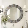 Miroir mural de maquillage circulaire en bois – vue 3