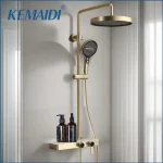 KEMAIDI – ensemble de système de douche de salle de bain, contrôle chaud et froid, ensemble de douche multifonctionnel à boutons à Triple fonction avec douchette à main