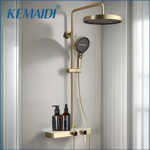 KEMAIDI – ensemble de système de douche de salle de bain, contrôle chaud et froid, ensemble de douche multifonctionnel à boutons à Triple fonction avec douchette à main KEMAIDI – ensemble de système de douche de salle de bain, contrôle chaud et froid, ensemble de douche multifonctionnel à boutons à Triple fonction avec douchette à main