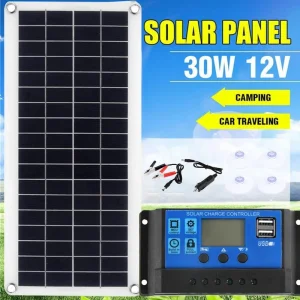 Kit de panneaux solaires 30W 12V avec double sortie USB 20A 30A 40A 50A, contrôleur de cellules solaires pour voiture, Yacht, bateau, chargeur de batterie Kit de panneaux solaires 30W 12V avec double sortie USB 20A 30A 40A 50A, contrôleur de cellules solaires pour voiture, Yacht, bateau, chargeur de batterie