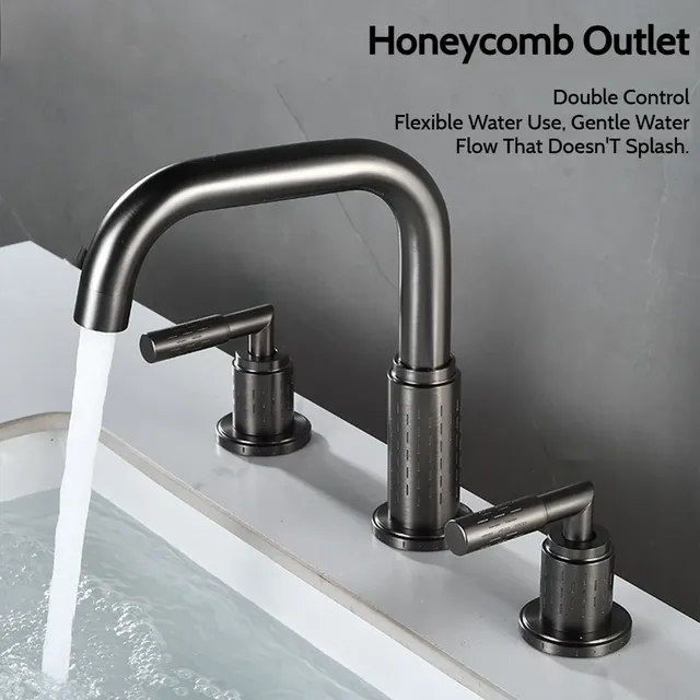 Robinet de lavabo fendu doré brossé – vue 4