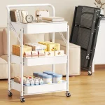 Support de rangement de cuisine, support de rangement pliable amovible pour la maison, organisateur de jouets et de cosmétiques polyvalents pour chambre à coucher, supports sur roulettes