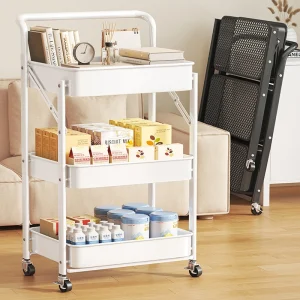 Support de rangement de cuisine, support de rangement pliable amovible pour la maison, organisateur de jouets et de cosmétiques polyvalents pour chambre à coucher, supports sur roulettes Support de rangement de cuisine, support de rangement pliable amovible pour la maison, organisateur de jouets et de cosmétiques polyvalents pour chambre à coucher, supports sur roulettes