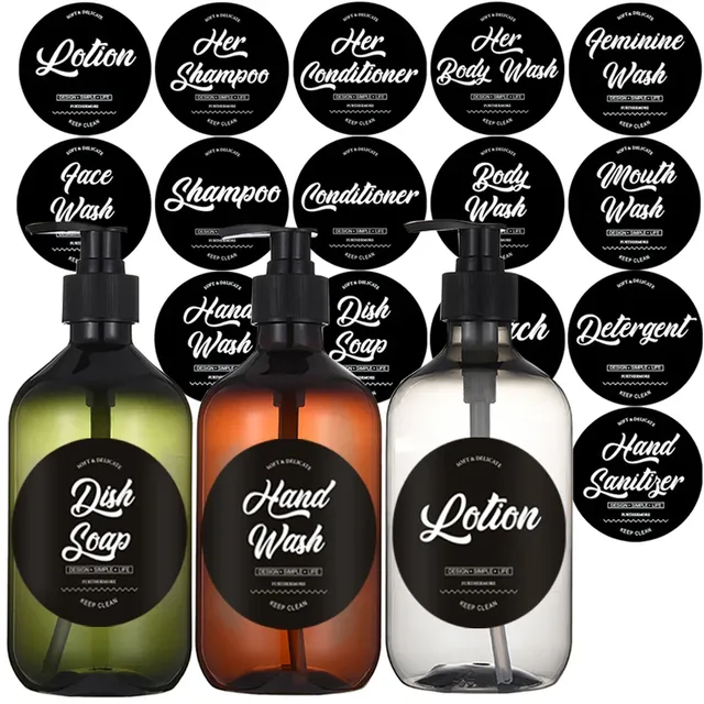 Distributeur de pompe à savon avec étiquettes étanches