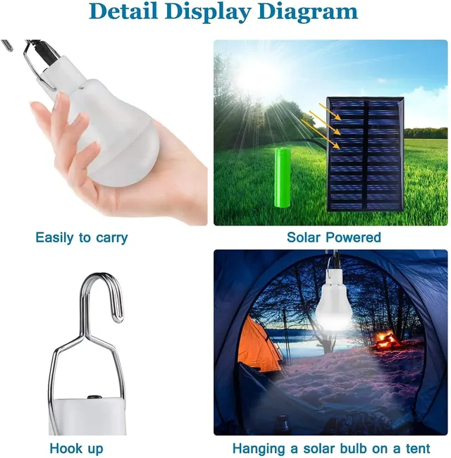 Ampoule solaire LED étanche portable – vue 5