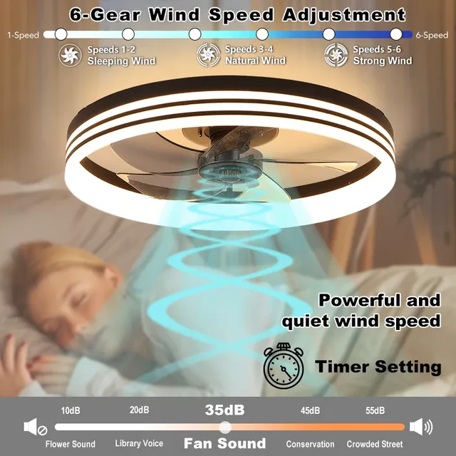 LED intelligente ventilateur de plafond lumière moderne… – vue 3