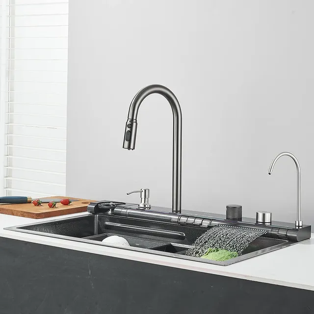 Évier de cuisine cascade gris odor – vue 4