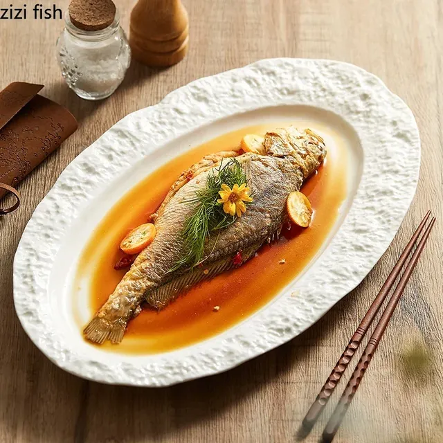Assiette ovale Texture roche – vue 2