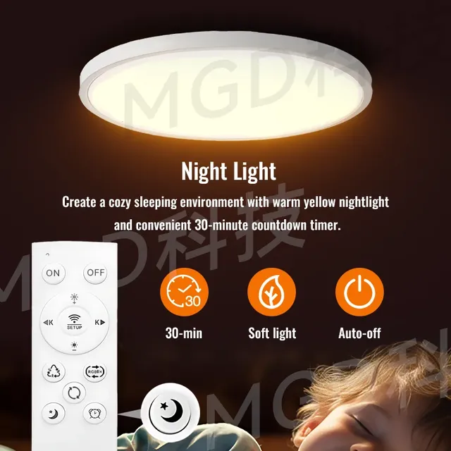 Ewelink-Plafonnier LED Intelligent RVB Ultra Mince – vue 3