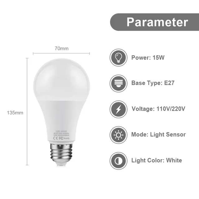 Ampoule LED avec capteur de lumière E27 – vue 3