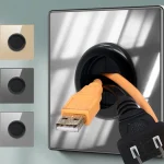 couvercle sortie électrique interrupteur plaque murale décorative passecable encastrable plastique acrylique blanc brillant lisse résistant chaleur antidecoloration moderne design affleurant