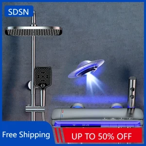 Ensemble de douche de salle de bains numérique Piano de luxe, robinets de salle de bains chauds et froids en laiton de qualité, accessoires système de douche numérique thermostatique