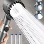 Pommeau de douche haute pression, Spray réglable à 3 modes avec filtre de brosse de Massage, arrêt à une touche, douche de pluie, accessoires de salle de bains