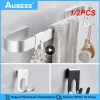 crochet mural aluminium sans perçage fixation porte douche verre serviette peignoir sac antirouille durable stable installation rapide finition argent noir